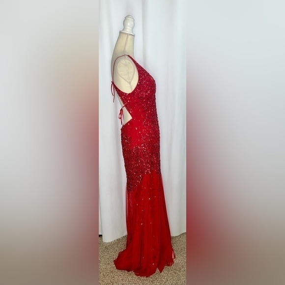 Adrianna Papell Beaded Pleated A-Line Gown - Picture 3 of 7